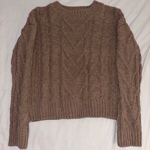 Pink Rose Cable Knit Sweater